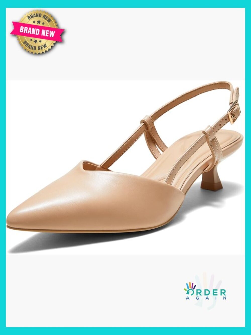 Women's Slingback Kitten Heels Closed Toe Pointed Toe Low Pump Dress Work